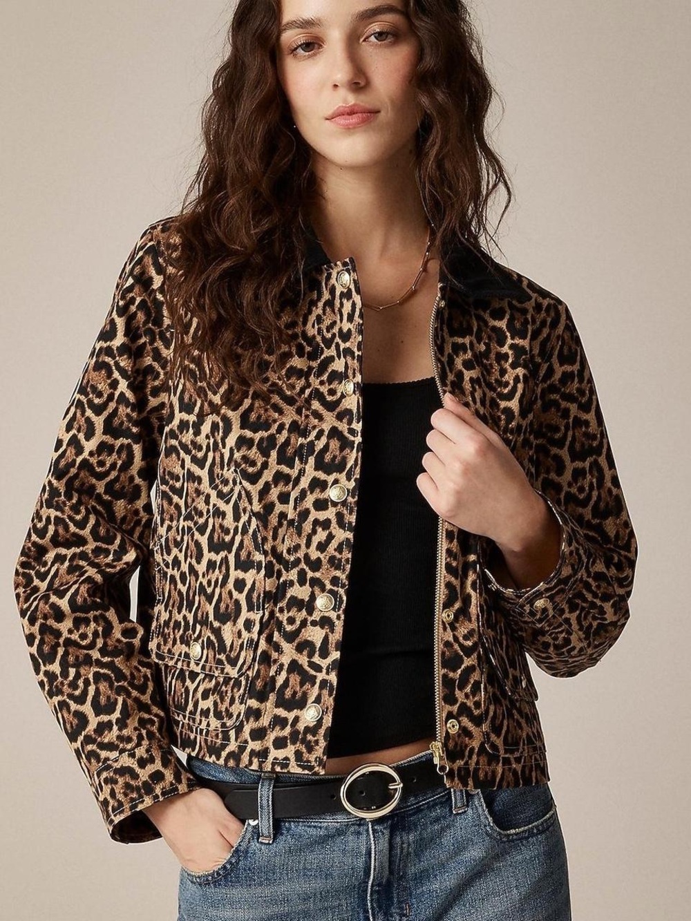 J. Crew Short Barn Jacket Leopard Print XS